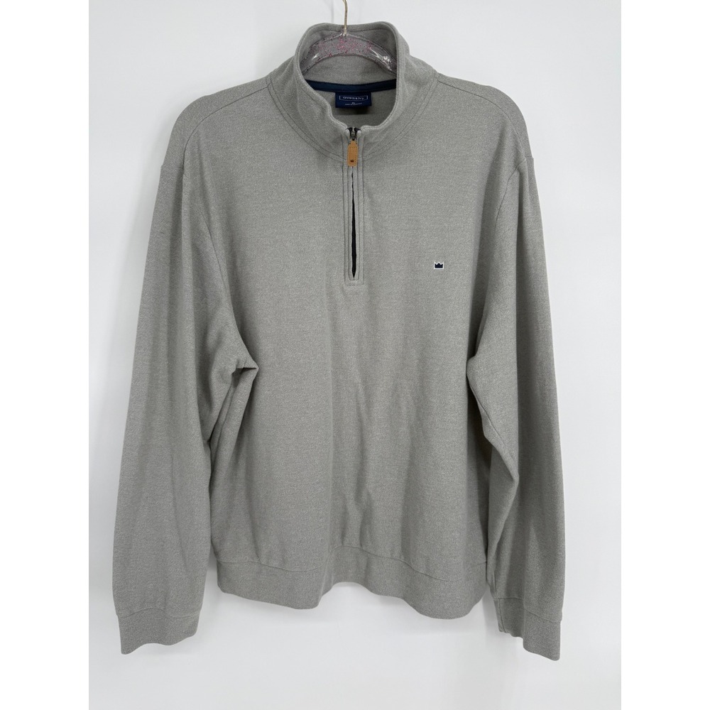 Crown & Ivy Mens‎ Quarter Zip Pullover Sweater Heather Gray Mock Neck Logo Sz XL